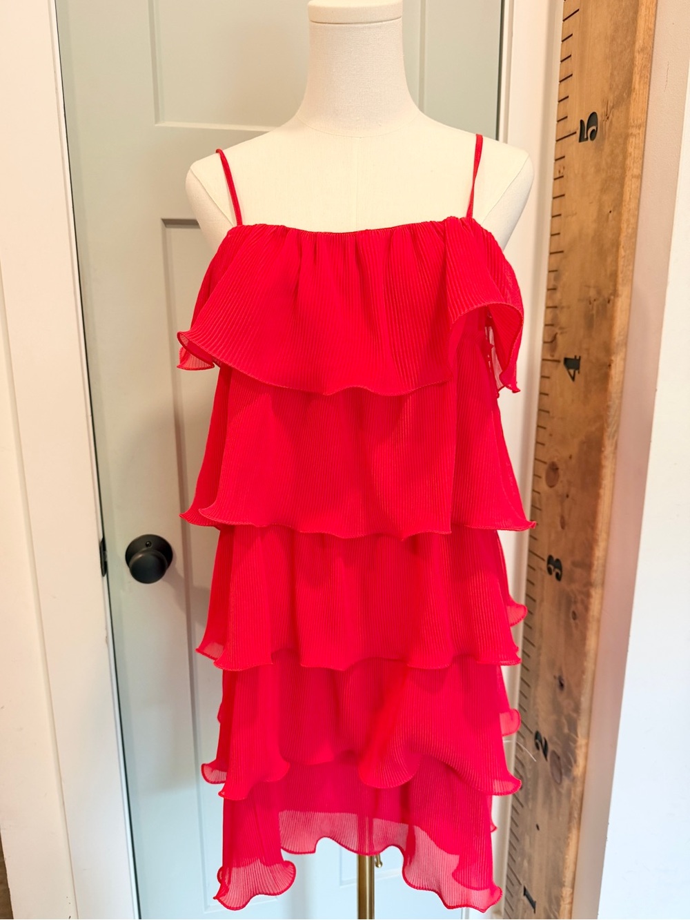 SINCERELY JULES Ruffle Dress Gatsby Flapper Art Deco Date Night NYC Medium Red